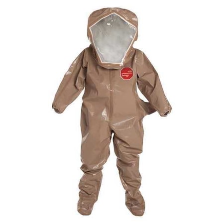 Encapsulated Level B Suit. Flat Back, Rear Entry. Standard Visor, 1 Layer 20 mil PVC. Elastic Wrists. LG