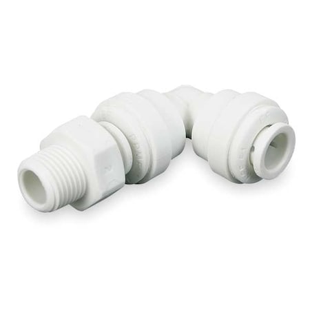 Push-Fit Elbow Fitting, 1/2 in Tube Size, Acetal, Gray, 10 PK