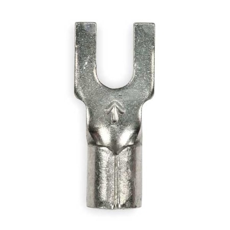 Fork Terminal, #6 Stud Size, 10 AWG, 600 V, Bare Insulated, Yellow, Crimp Termination Only, 50 PK