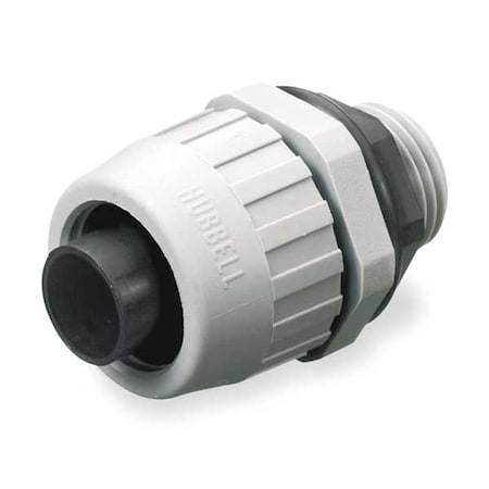 Conduit Fitting Connector, 1/2 in, Threaded, Nylon, Gray