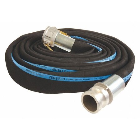 1-1/2" ID x 25 ft Rubber Water Discharge Hose BK