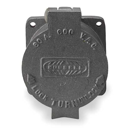 Locking Receptacle, Non-NEMA, 60 A, 600V AC, Single Phase, 3 Pole, Flush Mount, Screw Terminals