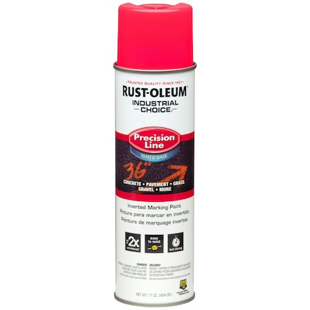 Precision Line Marking Paint, 17 oz, Fluorescent Pink, Water -Based