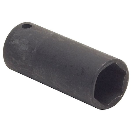 WESTWARD 1/2 in Drive Impact Socket Deep Socket, Black Oxide, Steel,19 mm