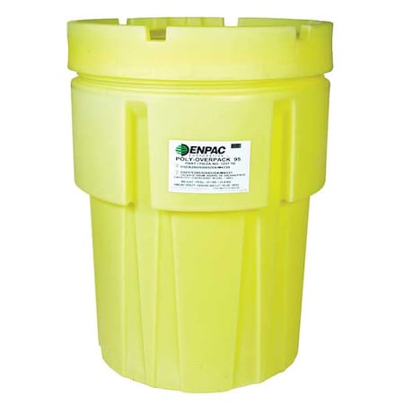 Open Head Salvage Drum, Polyethylene, 95 gal, Unlined, Yellow