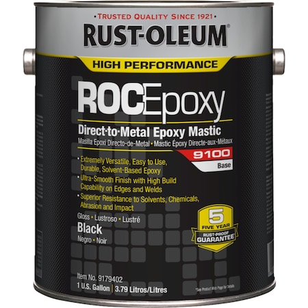 Epoxy Mastic Coating Base, Black, Semi-Gloss, 1 gal, 130 to 220 sq ft/gal, 9100 Series