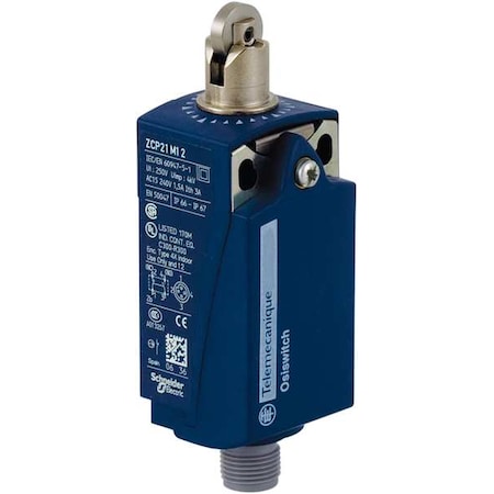 Limit Switch, Plunger, Roller, 1NC/1NO, 3A at 240V AC, Actuator Location: Top