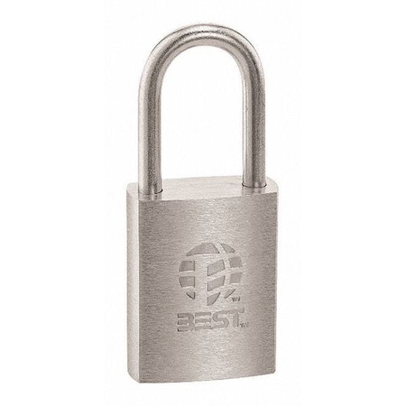 Padlock, Coreless, Long Shackle, Rectangular Steel Body, Stainless Steel Shackle, 7/8 in W