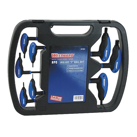8 Piece Metric T-Shape Hex Key Set, 2CYD4