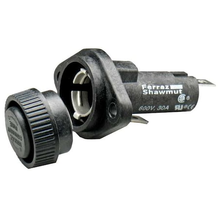 Fuse Holder, 0 to 30A Amp Range, 600V AC/DC Volt Rating, 1 Poles, Quick Connect