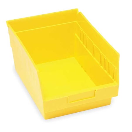Shelf Storage Bin, Polypropylene, Yellow, 6 in H, 8 3/8 in W, 11 5/8 in L