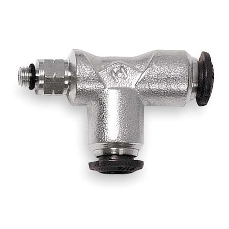 Push-Fit Tee Fitting, BSPP x Push-to-Connect x Push-to-Connect, 6mm Tube OD, 5 mm Pipe Size, Metal