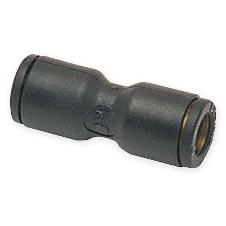 Push-Fit Union Fitting, 12mm Tube Size, Fiberglass-Reinforced Nylon, Black, 10 PK