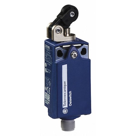 Limit Switch, Plunger, Roller Lever, 1NC/1NO, 3A at 240V AC, Actuator Location: Top