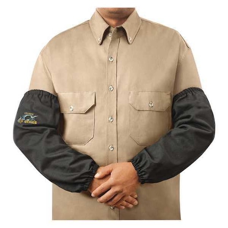 Flame-Resistant Sleeve, Para-Aramid, Woven Carbonized Fiber, 18 in Length, Black, Elastic Cuff