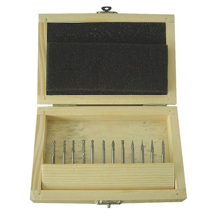 Carbide Bur Set,Dbl Cut,1/8 In,12 Pcs