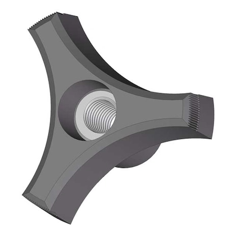 Three Prong Knob, 5/16-18 Thread Size, 1.125"L, Steel