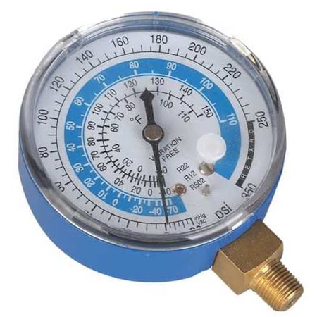 Gauge,2-3/4 In Dia,Low Side,Blue,350 psi