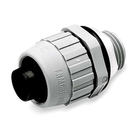 Conduit Fitting Connector, 1 in, Threaded, Nylon, Gray