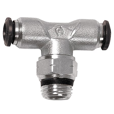 Push-Fit Tee Fitting, Push-to-Connect x Push-to-Connect x MNPT, 8mm Tube OD, 1/4 in Pipe Size, 5 PK