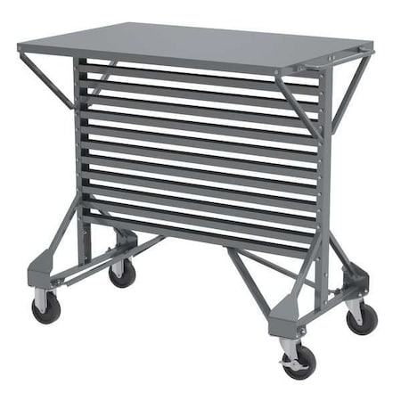 Steel Mobile Bin Rail Floor Rack, 38 1/2 in D x 36 1/2 in H x 24 in W, Gray