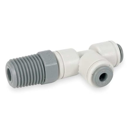 Push-Fit Tee Fitting, 1/4 in Tube Size, Acetal, Gray, 10 PK