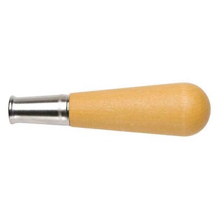 Metal Ferruled File Handle, Length 3 3/4 in, Dia 15/16 in, Wood