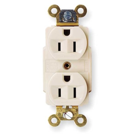 Straight Blade Receptacle, 5-15R, 15 A, 125V AC, 2 Pole, 3 Wire, Flush Mount, Grounded