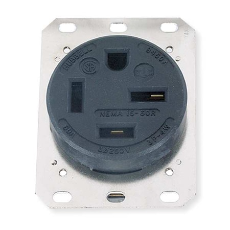 Straight Blade Receptacle, 15-60R, 60 A, 250V AC, 3 Pole, 4 Wire, Flush Mount, Grounded