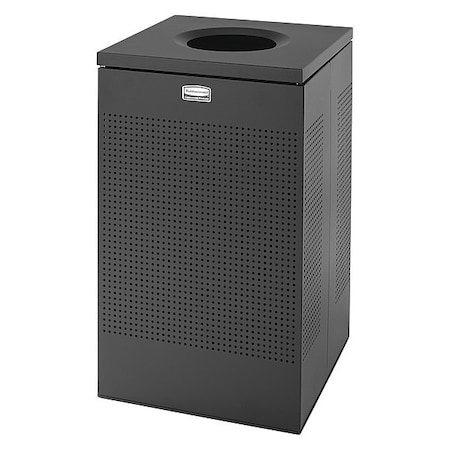 SILHOUETTE 20 gal Square Trash Can, Textured Black, None, Steel, 18 3/4 in