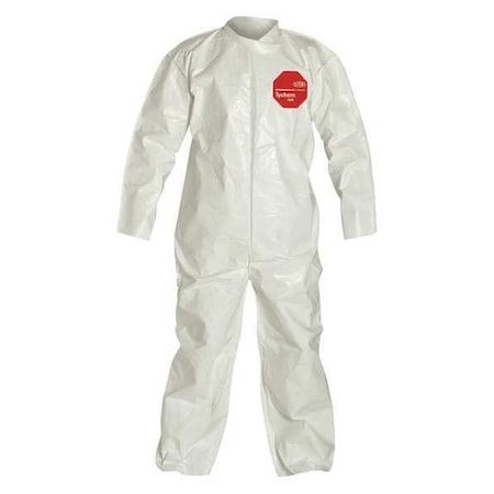 0 Coverall. Collar. Open Wrists and Ankles. Storm Flap with Adhesive Closure. White. 2X