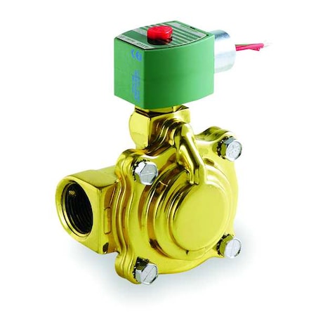 Solenoid Valve, 2-Way, 2-Position, Normally Closed, 1-1/4 in Pipe Size, 120V AC, High Flow, Brass