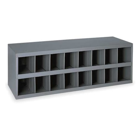 Pigeonhole Bin Unit, 33.75 in W x 12 in D x 11.5 in H, 16 Compartments, Gray, Steel