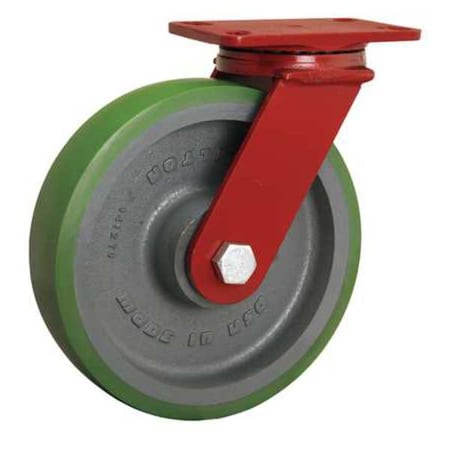 Plate Caster,Swivel,Poly,10 in.,2200 lb,Grn
