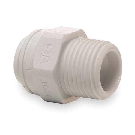 Push-Fit Adapter Fitting, 1/2 in Tube Size, Polypropylene, White, 10 PK