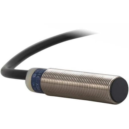 Cylindrical, Inductive Proximity Sensor, 12 mm Dia., Brass, 2 m, Bare Wire, 2 Wires, Shielded