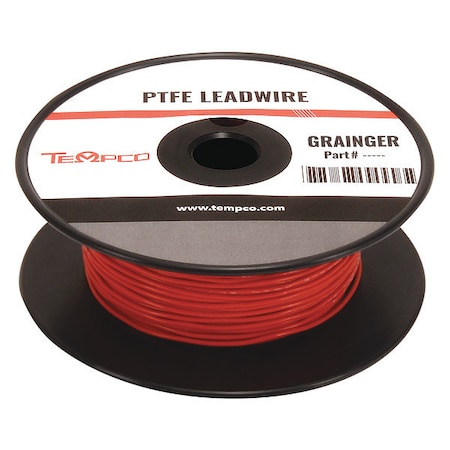 High Temp Lead Wire, PTFE, 20 AWG, Red, 100 ft