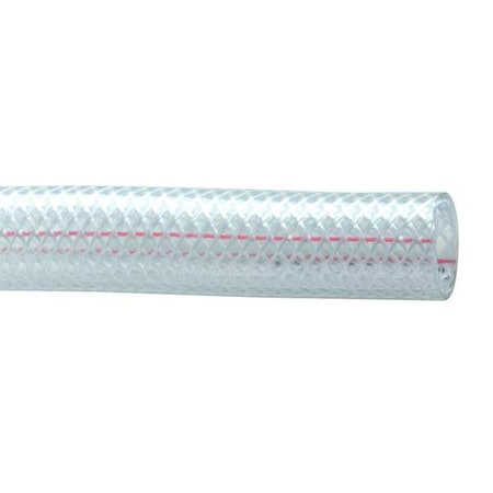 Tubing, Clearbraid, PVC with Spiraled Polyester Yarn, 1/2 in Inside Dia, 3/4 in Outside Dia, Clear