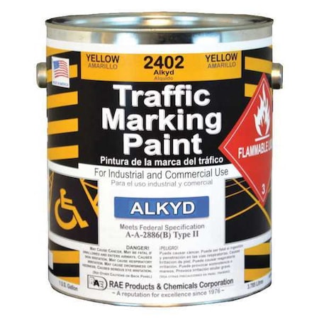 Traffic Zone Marking Paint, 1 gal., Yellow, Alkyd Solvent -Based
