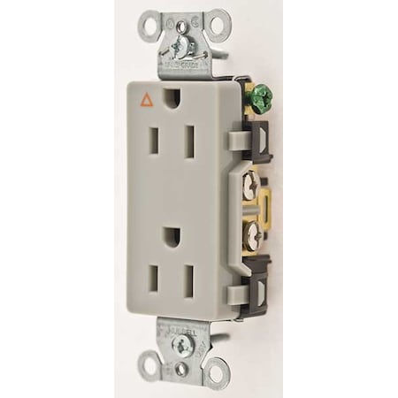 Straight Blade Receptacle, 5-15R, 15 A, 125V AC, 2 Pole, 3 Wire, Flush Mount, Isolated Ground