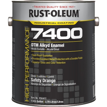 Interior/Exterior Paint, High Gloss, Oil Base, Safety Orange, 1 gal