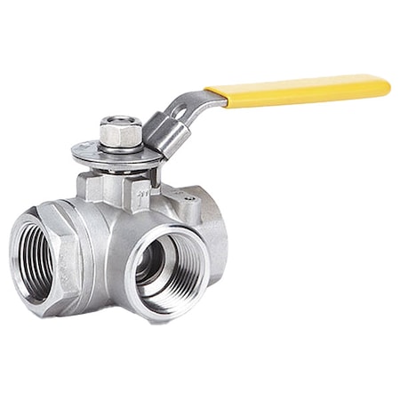1-1/2" FNPT Stainless Steel Ball Valve 3-Way