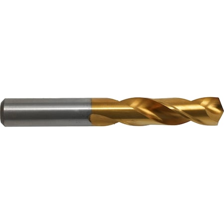Screw Machine Drill Bit, 9/32 in Size, 135  Degrees Point Angle, High Speed Steel, TiN Finish