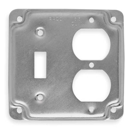 Box Cover, Switch Box Type, 2 Gang, Galvanized Zinc, Duplex Receptacle Cover Type