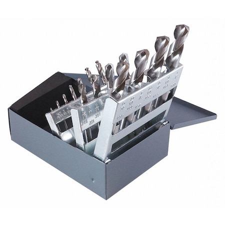 15PC NAS907 Type C Heavy-Duty Screw Machine Dril Set Cleveland 2330 Bright HSS RHS/RHC 1/16-1/2x1/32