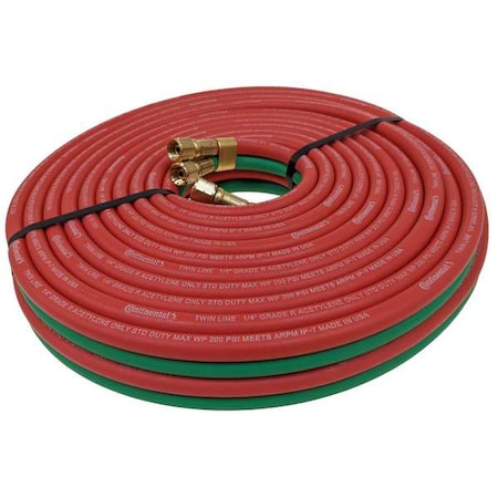 Twin Line Welding Hose,1/4",50 ft.
