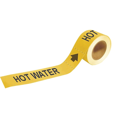 Pipe Marker,Hot Water,2 In.H