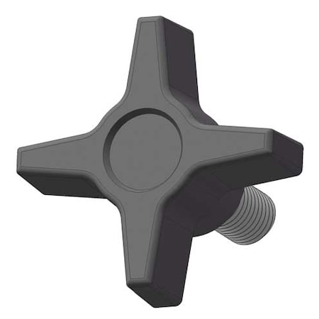 Four Prong Knob with Screw, 1/4-20 Thread Size, 1.125"L, Steel