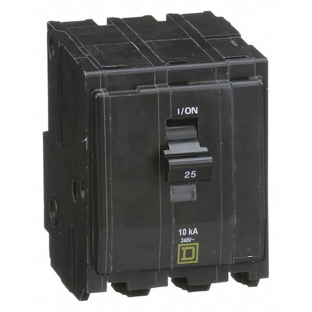 Miniature Circuit Breaker, QO Series, 25A, 3 Pole, 120/240V AC, 10kA at 120/240V AC