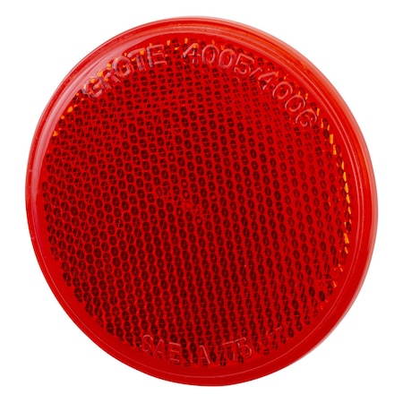 Reflector, Sealed, Stick-On, Red, Dia 3 In